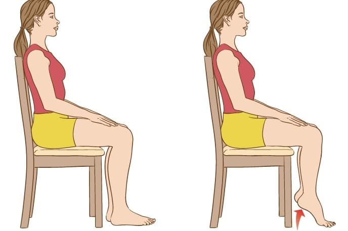 تمرین بالا بردن پاشنه در حالت نشسته برای درمان پیچ خوردگی مچ پا 