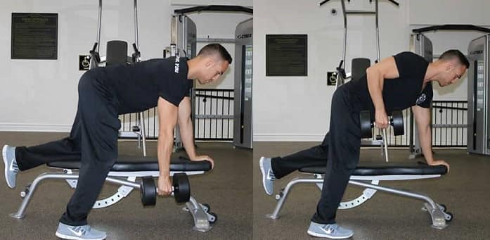 حرکت دمبل رو ( پارویی ) تک دست برای تقویت عضلات کمر